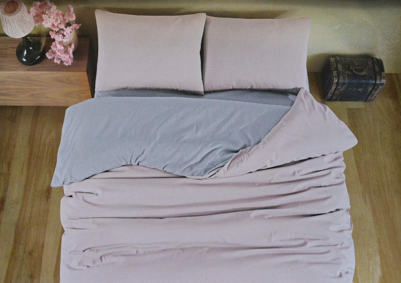 Комплект постільної білизни Bella Home Ranforse 200×220 см Pudra-A.Gri, фото 1