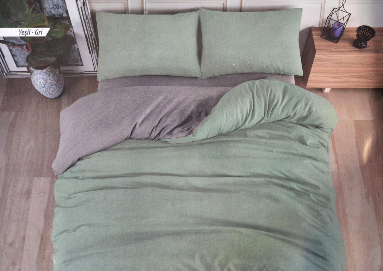Комплект постільної білизни Bella Home Ranforse 200×220 см Yesil-Gri, фото 1
