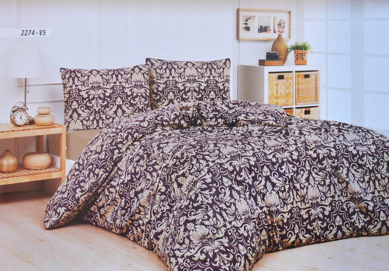 Комплект постільної білизни Bella Home Ranforse 200×220 см Venzel Kahve v5, фото 1