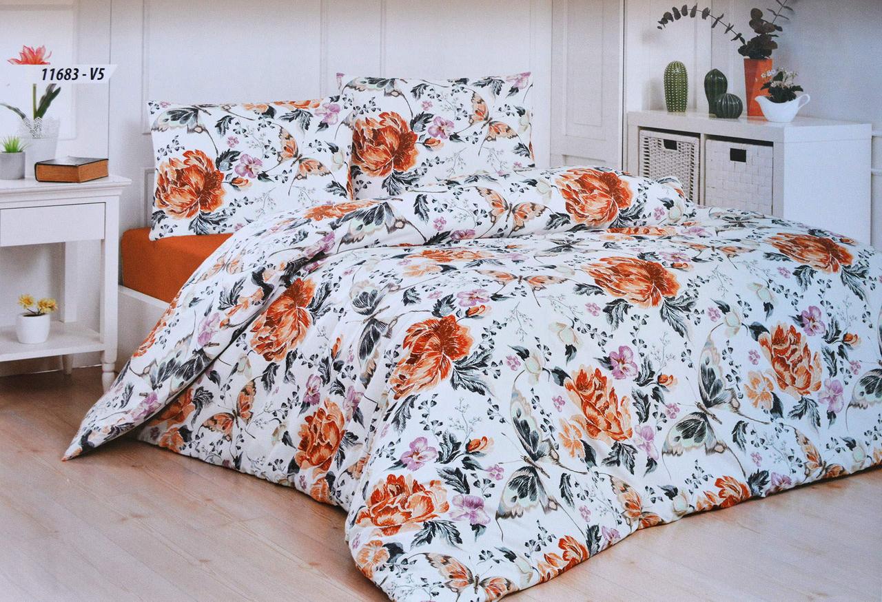 Комплект постільної білизни Bella Home Ranforse 200×220 см Flowers Kiremit, фото 1