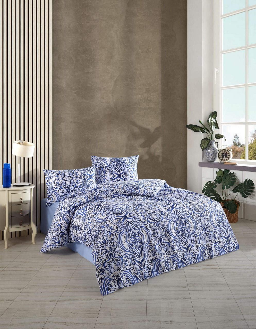 Комплект постільної білизни Kristal Ranforse 200×220 см Elvin Mavi, фото 1
