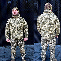 Військова водовідштовхувальна куртка камуфляжна level 7 піксель зсу з утеплювачем мембрана BaGr
