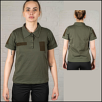 Армійська тактична футболка поло олива з липучками для шеврона, жіночі футболки поло військові BaGr