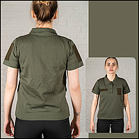 Тактична армійська футболка жіноча статутна поло олива, тактичні футболки для військових з шевронами BaGr