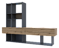 Стінка у вітальню Doros Нота Графіт/Дуб Евок 195х42х147 (44900207)