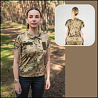 Тактическая армейская футболка поло мультикам женская уставная, военные тактические Coolmax футболки BaGr