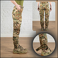 Тактические женские военные штаны брюки рип стоп камуфляж мультикам всу с наколенниками для девушек BaGr