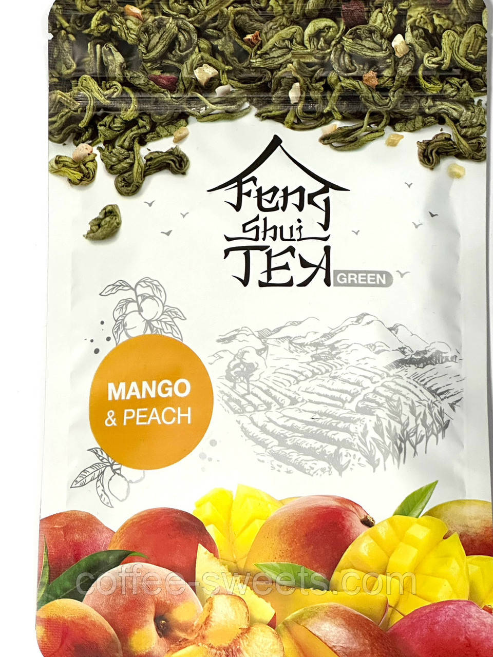 Зелений китайський чай шматочками манго персик FENG SHUI MANGO&PEACH 80 г