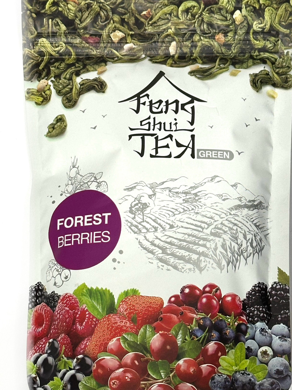 Зелений китайський чай зі шматочками ягід Feng Shui Forest Berries 80 грамів