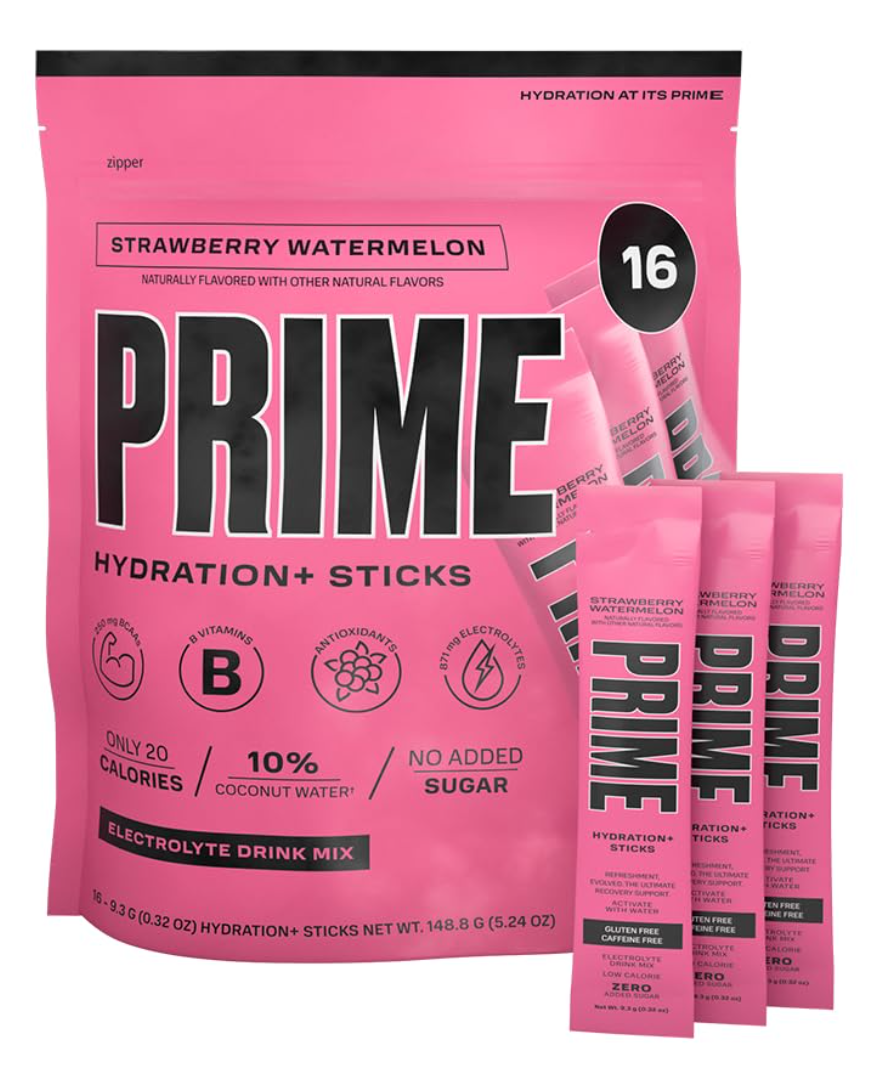 Порошок для напою з електролітами Prime Hydration Sticks STRAWBERRY WATERMELON Electrolyte Drink Mix 16шт
