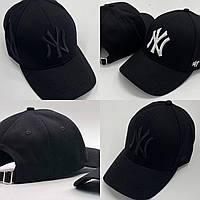 Кепка бейсболка New York чорна унісекс з білим логотипом вишивка 3D