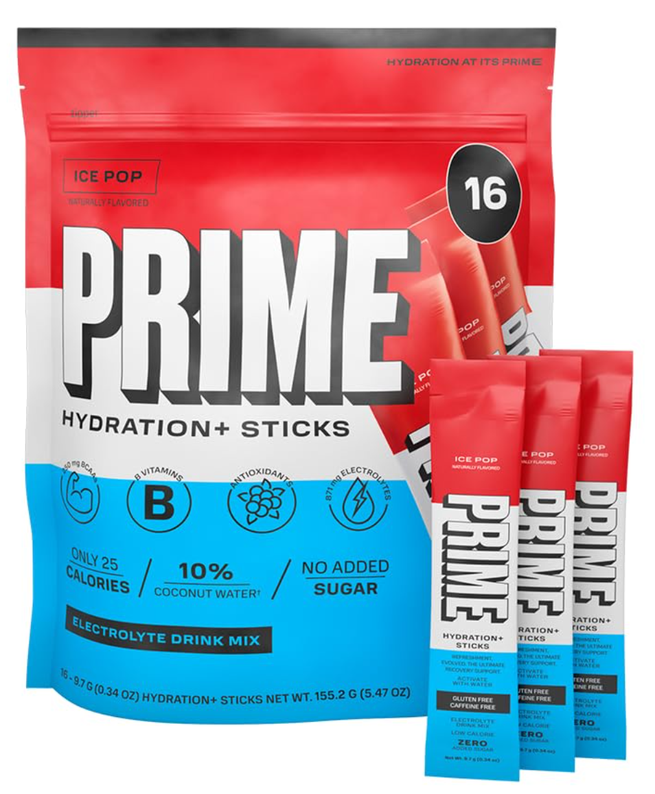 Порошок для напою з електролітами Prime Hydration Sticks ICE POP Electrolyte Drink Mix 16шт