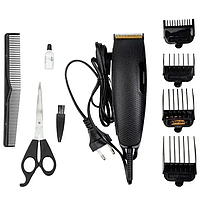 Профессиональный набор для стрижки волос Gemei GM - 806 + насадки Черная / Сетевая машинка для стрижки