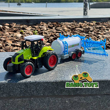 Трактор на радіоуправлінні SUPER FARMER з бочкою | Машинка на пульті управління | Іграшки на радіокеруванні