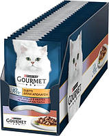 Влажный корм для кошек Purina Gourmet Perle Duo с телятиной и уткой мини филе в подливке 26х85г