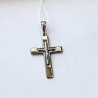 Серебряный прямой крестик Крест с распятием серебро 925 пробы Родированное 89098 2.49г