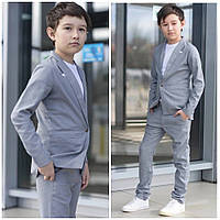 Дитячий шкільний брючний костюм на хлопчика піджак і брюки. Льняний дитячий костюм для хлопчика 7-11 років