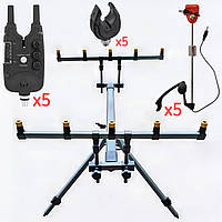 Подставка под удочки, род под на 5 удилищ Kaida Pro Original A28-3 Оснащённая комплектом сигнализации