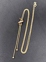Золоте кольє з фіанітами  Б/У  585 проби,  плетіння фантазійне, вага 7,11 г. Продаж із ломбарда