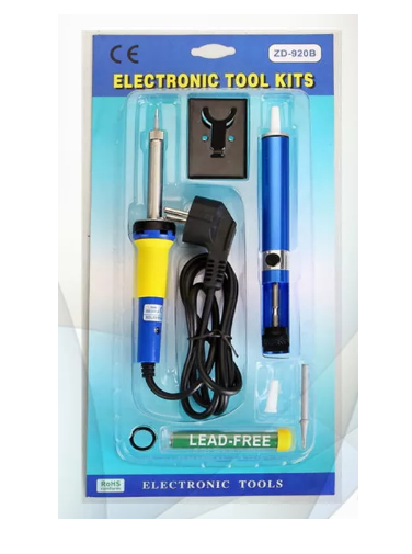 Набір для паяння ZD-920B (паяльник, підставка, припій, олововідсмоктувач), фото 1