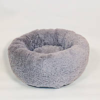 Лежак 50см для собак і котів до 7кг Пончик хутряний Сірий