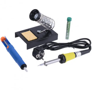 Набір для паяння ZD-303 (паяльник 220V 30W, олововідсмоктувач, припій 10г, підставка), фото 1