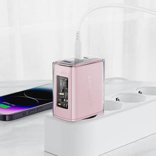 Зарядний пристрій ACEFAST A45 Sparkling series PD65W GaN (2*USB-C+USB-A) charger Cherry blossom