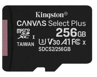Карта пам`яті MicroSDXC 256GB UHS-I/U3 Class 10 Kingston Canvas Select Plus R100/W85MB/s (SDCS2/256G