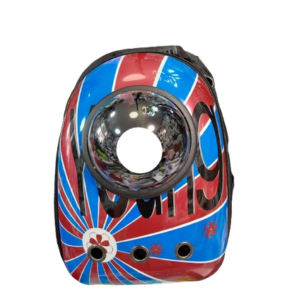 Космічний рюкзак для перенесення хатніх тварин CosmoPet з ілюмінатором. Червоно-синій, фото 1