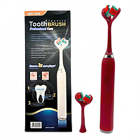Ультразвукова зубна щітка електрична з подвійною головкою на 3 режими Червона PRO_249