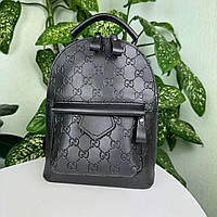 Женский мини рюкзак сумка стиль Gucci с тиснением черный, маленький прогулочный рюкзачок PRO_875