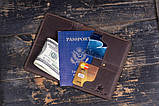 Портмоне чоловіче шкіряне для документів і грошей банківських карт ФЛАГМАН коричневе, фото 6