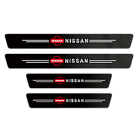 Карбонные защитные накладки на пороги авто с логотипом Nissan все модели и другие марки автомобилей style1