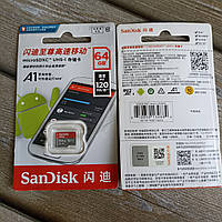 Карта памяти, флешка, накопитель SanDisk Ultra SD 64Gb U1 A1 class 10 Для камер, дронов, телефонов