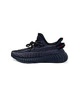 Мужские текстильные кроссовки Adidas Yeezy Boost 350 V2 Black (черные) стильные кроссы YE030 Адидас