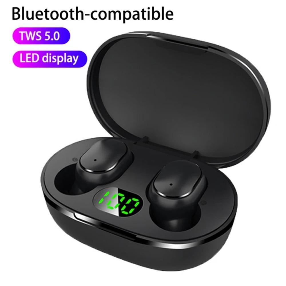Бездротові навушники E6s Bluetooth навушники TWS з дисплеєм LED Чoрні