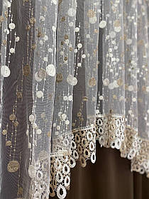 Готова фіранка, Арка кружечок коричневий (3м.) - край (1.55) середина (1.25)