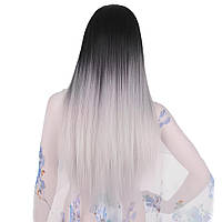 Rest Довга сірий перука RESTEQ 60 см, пряме волосся, перуки з високоякісних синтетичних термостійких волокон