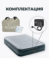 Матрас надувной полутороспальная кровать Intex 137х191х33см, Матрас для сна с электронасосом для отдыха Com