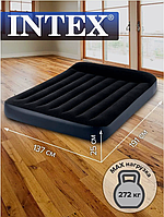 Матрац надувне півтораспальне ліжко Intex,137х191х25см, Матрац для сну та відпочинку Чорний Com