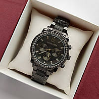 Женские наручные часы Michael Kors (Майкл Корс) черного цвета на рифленом браслете - код 2397