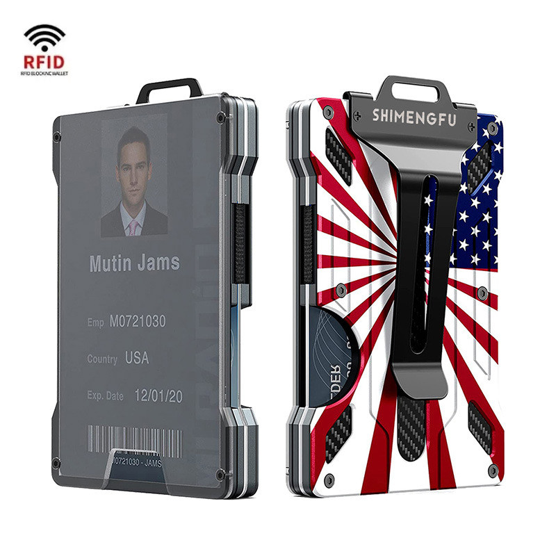 Картхолдер металевий з RFID-захистом USA. Тримач для платіжних карток, фото 1