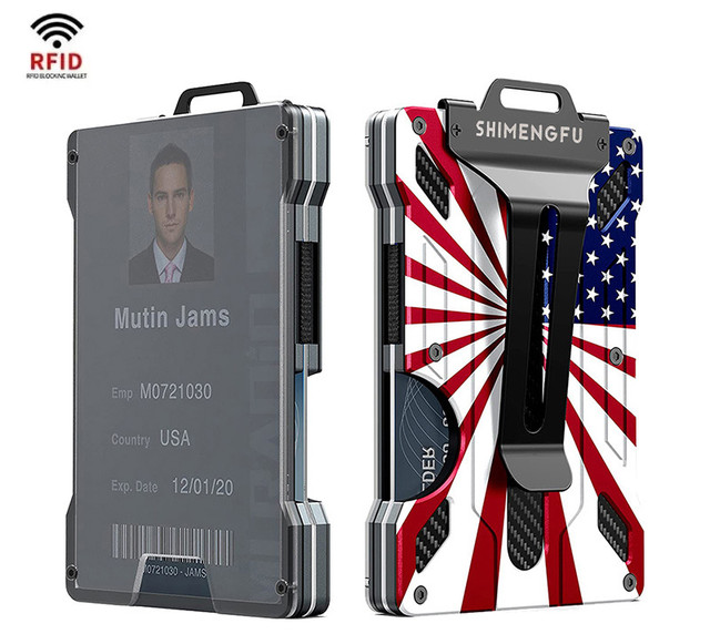 Картхолдер металевий з RFID-захистом Прапор Америки Картхолдер металевий з RFID-захистом Прапор Америки