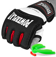 Спортивные перчатки для MMA PowerPlay 3075 Черные-Белые M (капа в подарок) PRO_850