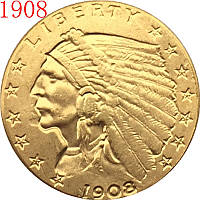 Сувенир монета 2,5 доллара США 1908 - 1929 года.