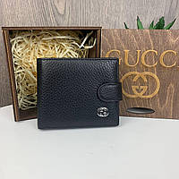 Чоловічий шкіряний гаманець портмоне Gucci люкс якість у коробці PRO1600