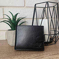 Мужской кожаный кошелек портмоне люкс качество Армани черный PRO_1099