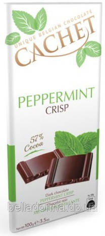 Бельгійський шоколад Cachet 57% "Хрустка М'ята" 100 г