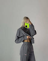 Женский спортивный костюмчик широкая кофта+штаны двухнить серый