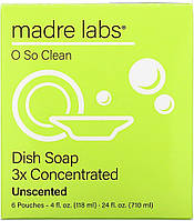 Засіб для миття посуду, потрійний концентрат, без запаху Madre Labs  1 пакетик 118 мл